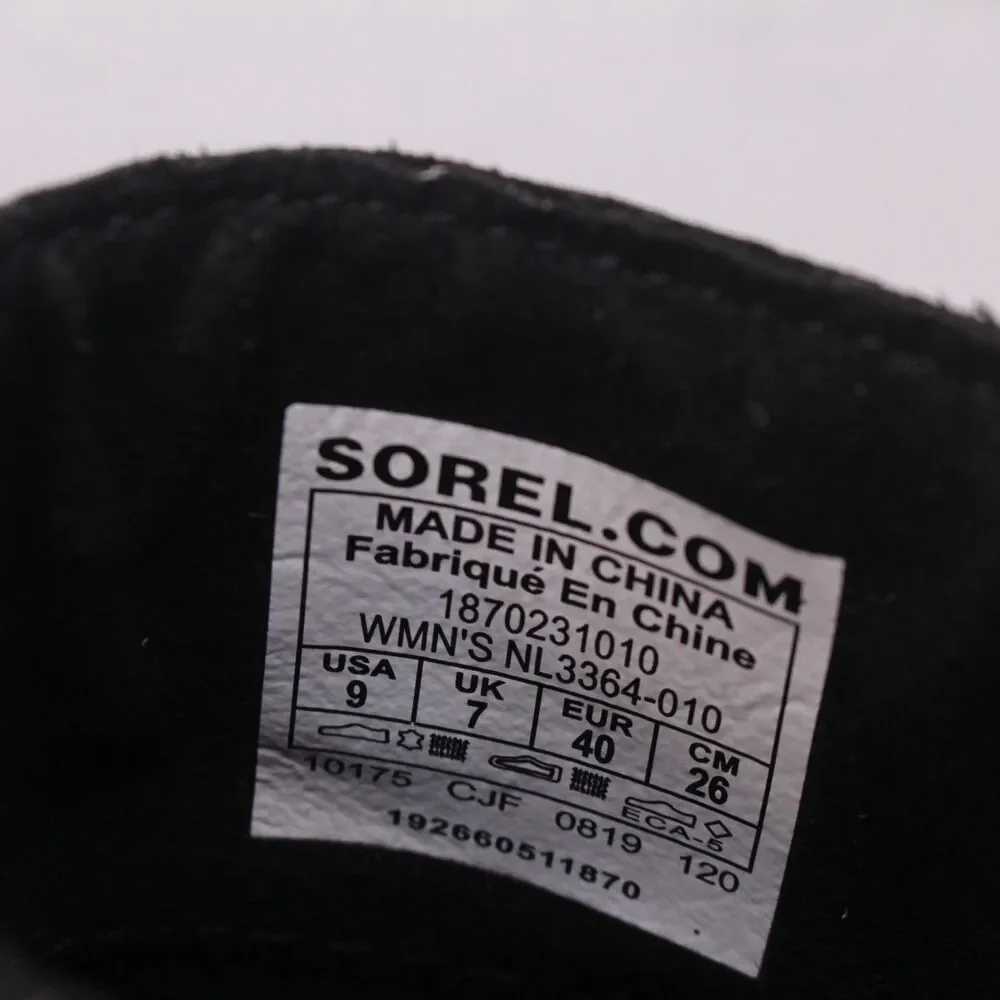 Sorel Joan of Arctic Wedge II Zip Boots Women 9 Black Leather